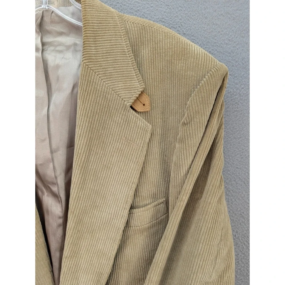 Brookford Corduroy Blazer Jacket Mens Size 44L Faux Suede Elbow Patch Tan Vtg